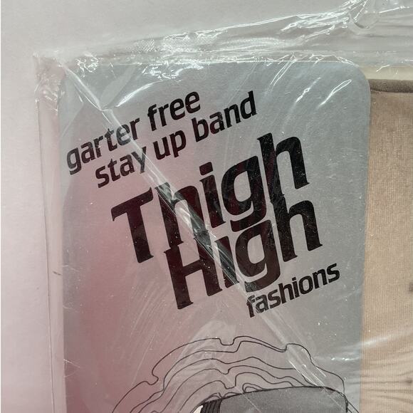 Vintage Thigh High Stockings Beige New in Package SEALED - Picture 2 of 6